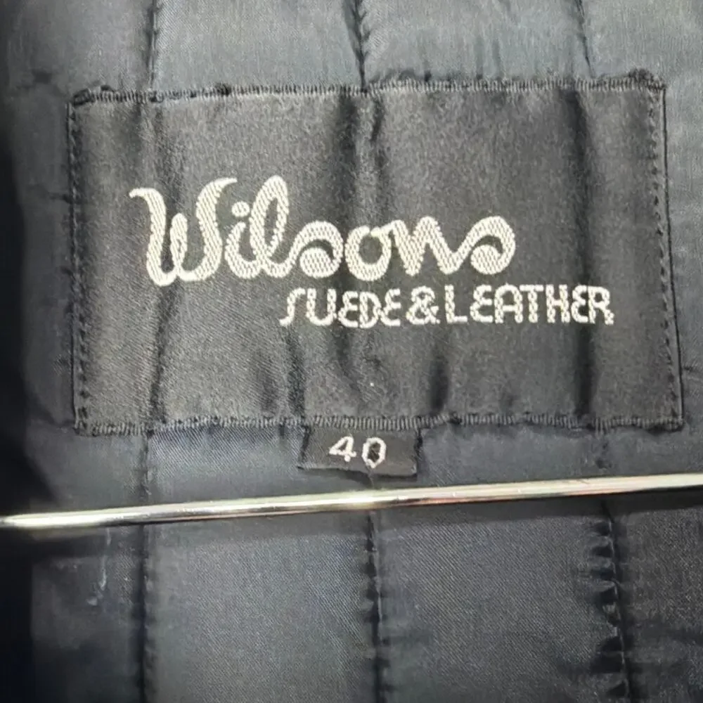 Vintage 1998 Wilsons Leather Moto Jacket Mens 40 Black Biker Y2K Motorcycle
